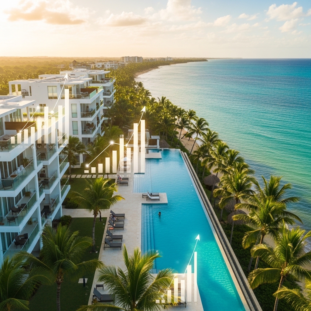 Inversión inmobiliaria en Punta Cana - Complejo de apartamentos de lujo con piscina y vista al mar Caribe
